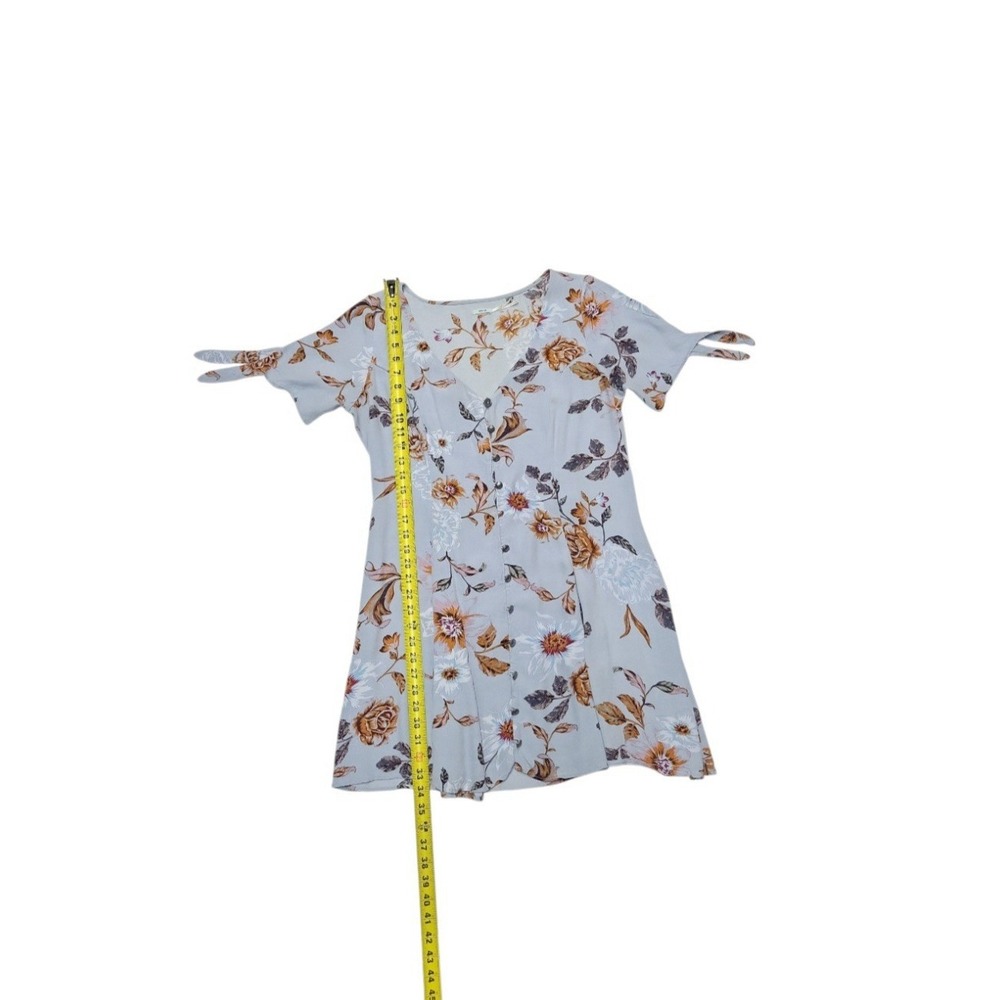 Kimchi Blue Sally Sue Tie-Sleeve Blue Floral Mini Dress Women's Size Large - Picture 4 of 11